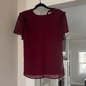 Dip Burgundy Textured Women's Blouse